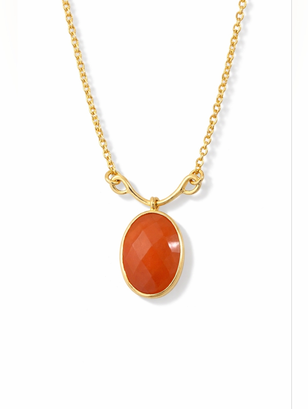 Red Envelope – Gold Plated Faceted Agate Carnelian Pendant Necklace